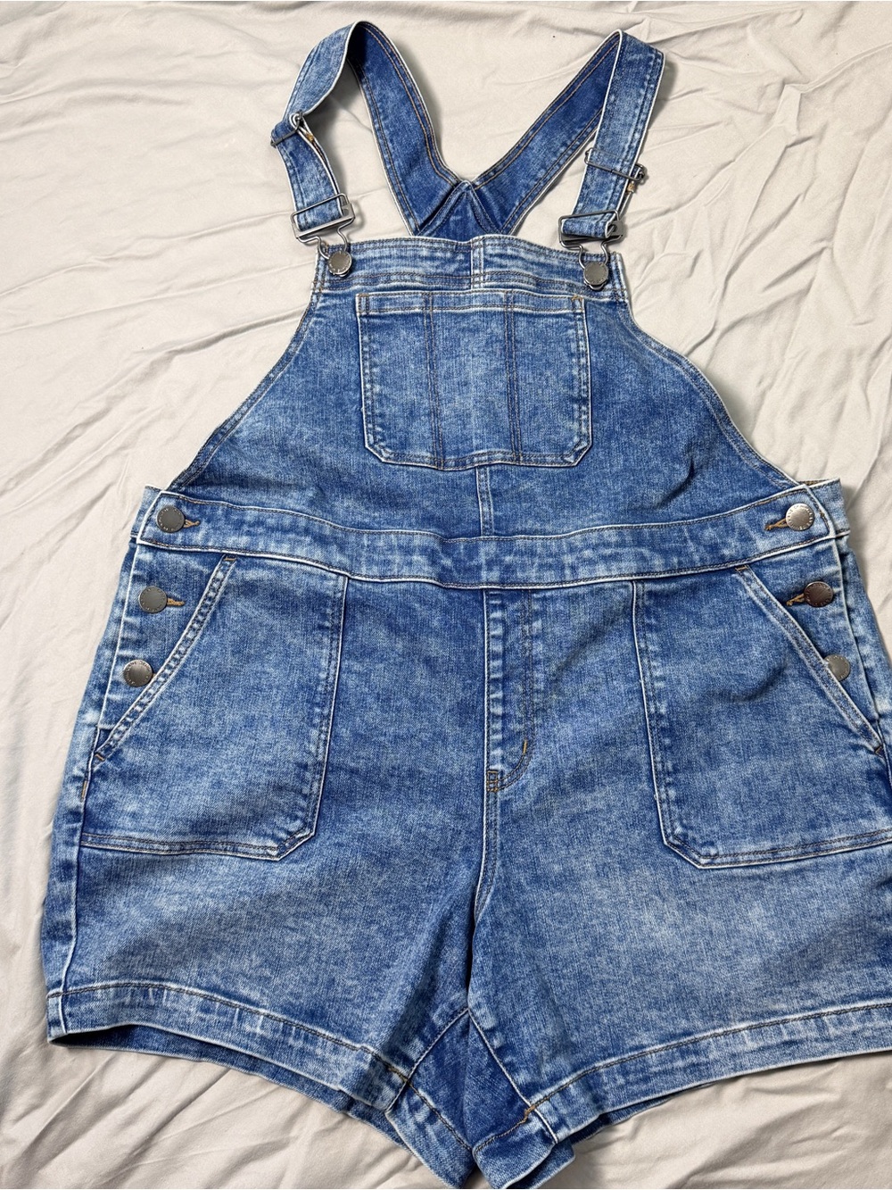 Lane Bryant NWOT Blue Denim Boyfriend Overall Shorts - Classic Bib Shortalls